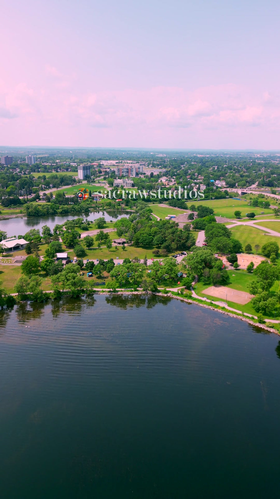 Belleville Waterfront Park Summer Day - Aerial