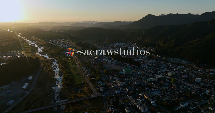 Nikko Mountain Valley Aerial at Golden Hour Sunset