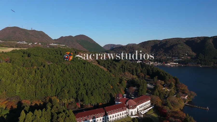 Lake Ashi Hakone Forest Resort Autumn Day - Aerial