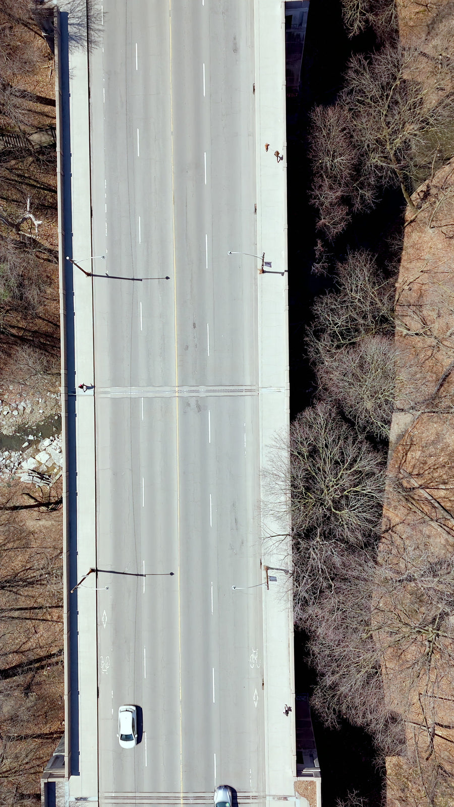 Highway Bridge Traffic River - Top Down