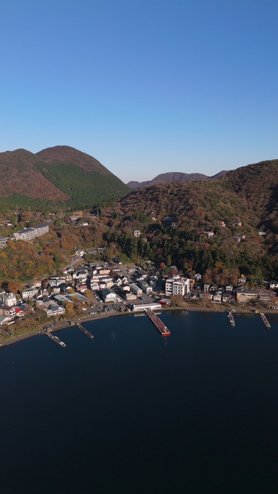 Lakeside Mountain Village in Autumn - 4K Aerial