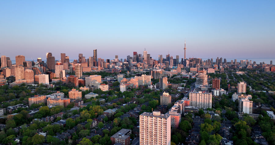 Toronto Skyline Dusk Pullback - 6K Aerial