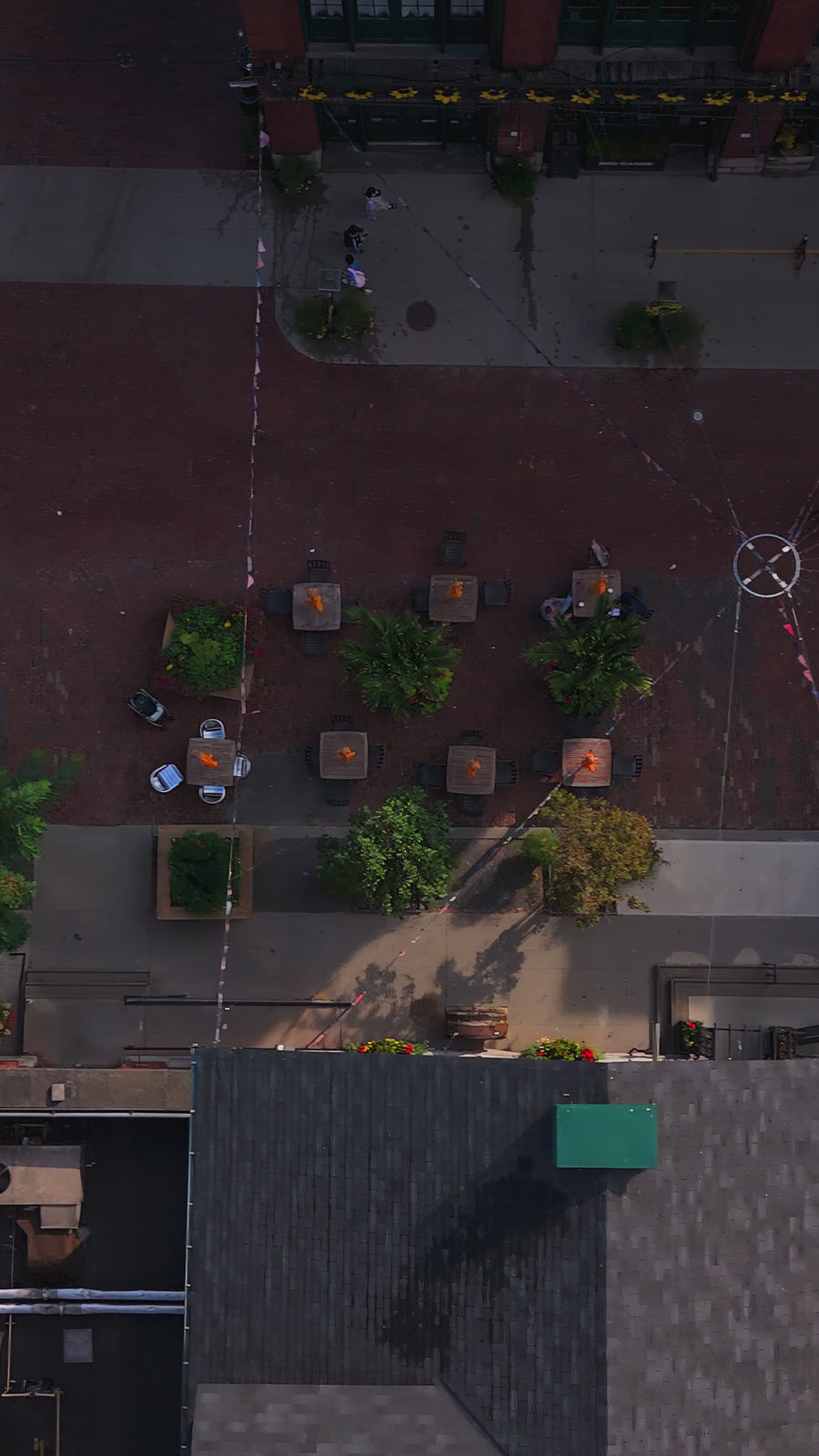 Urban Courtyard Patio with Greenery - Top Down