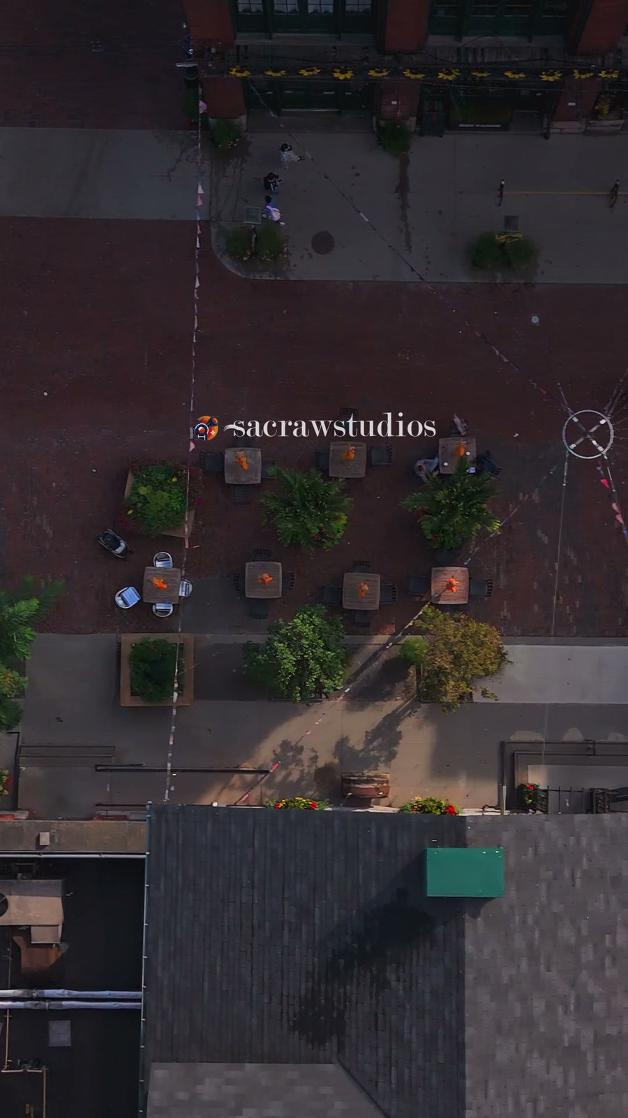 Urban Courtyard Patio with Greenery - Top Down
