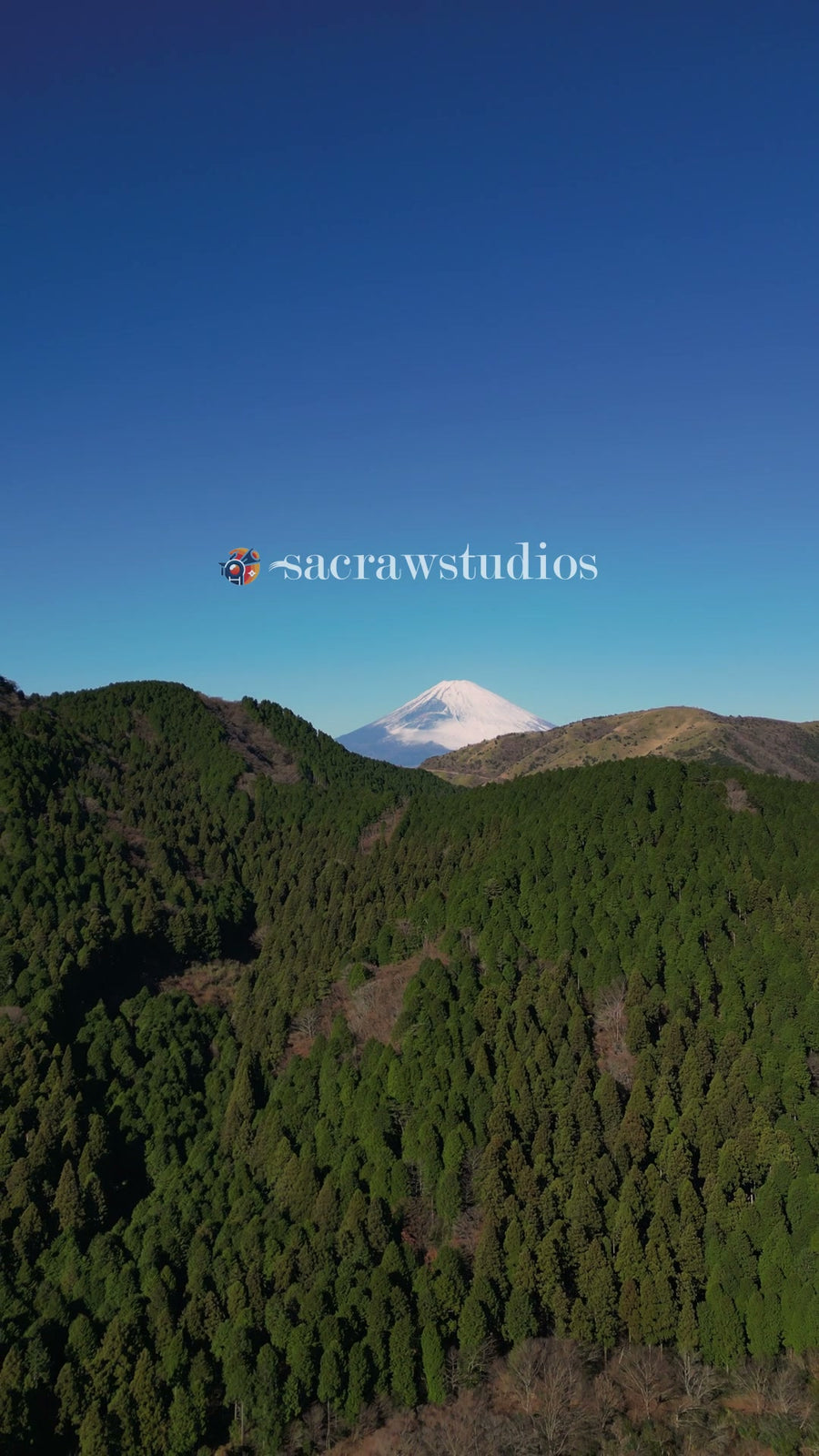 Mount Fuji Over Forested Hills - Aerial