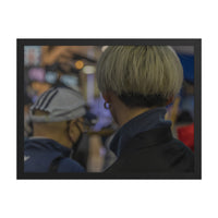 Silver Against Neon — framed print, black frame