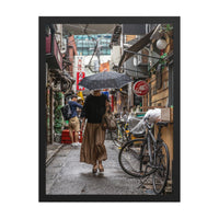 Polka Dots in the Rain — framed print, black frame