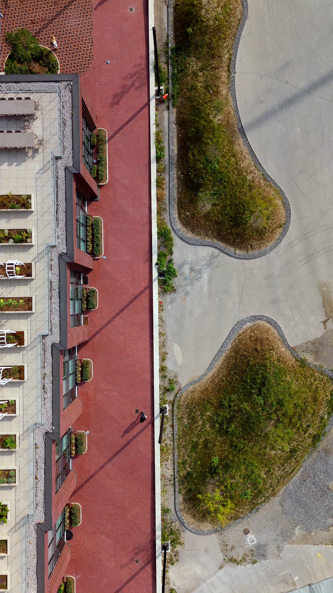 Green Rooftop Gardens on City Building - Top Down — 4K stock footage