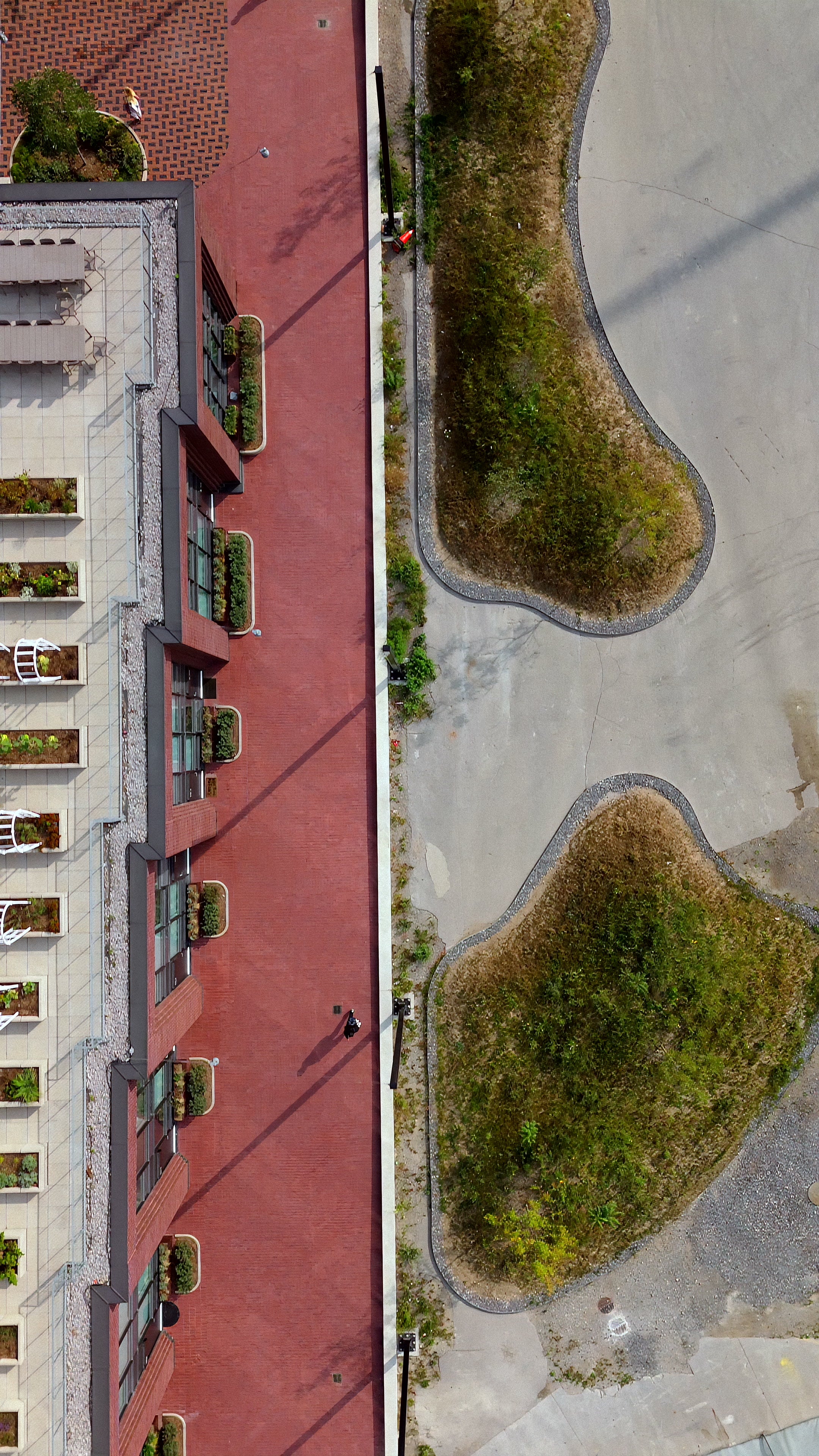 Green Rooftop Gardens on City Building - Top Down — 4K stock footage