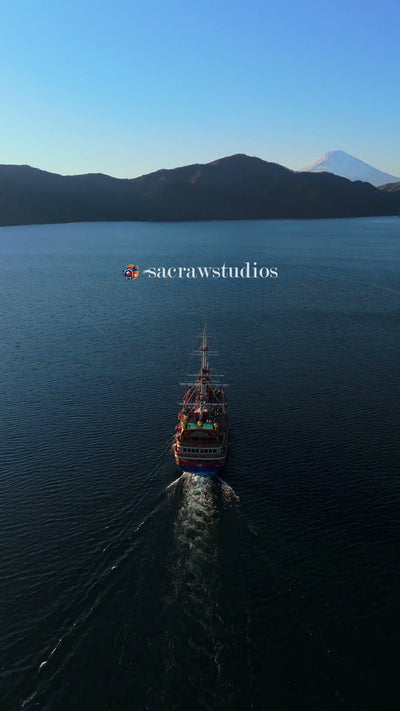 Mountain Lake Tour Boat Wake - Aerial Chase