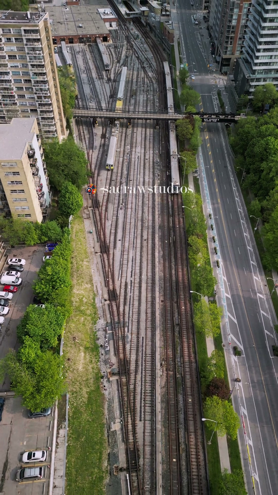 Railway Yard Urban Tracks Junction - Aerial Overhead