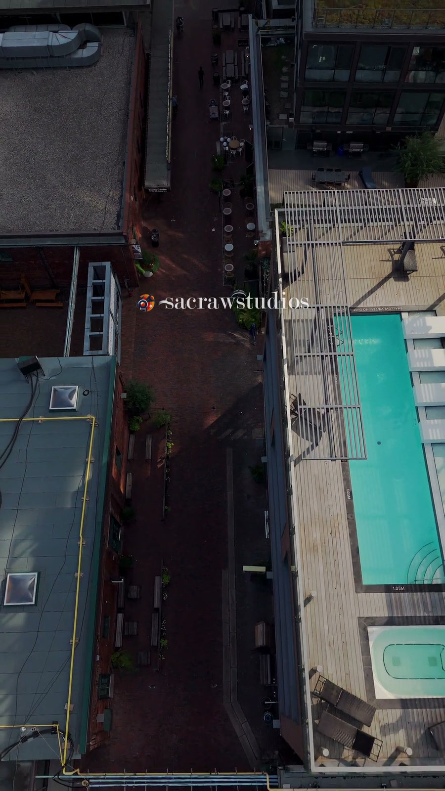 Rooftop Pool Urban High-Rise - Aerial Rise