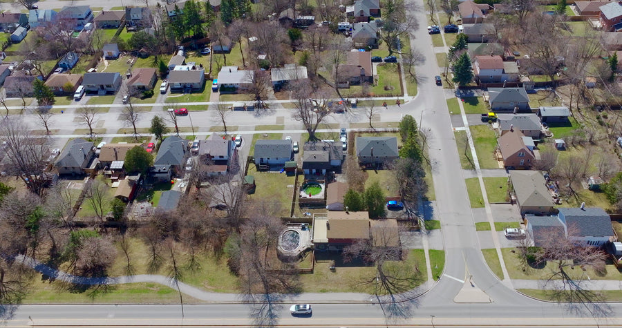 Suburban Street View in Summer Daylight - Aerial