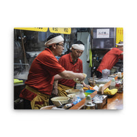 Three Behind the Counter — gallery canvas