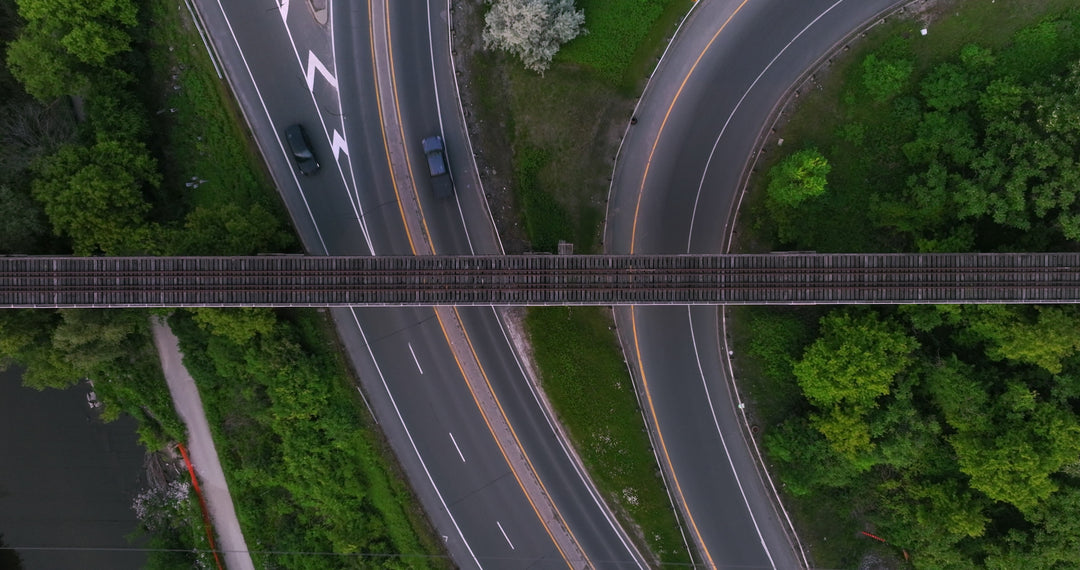 Highway Interchange with Railway Bridge - Top Down