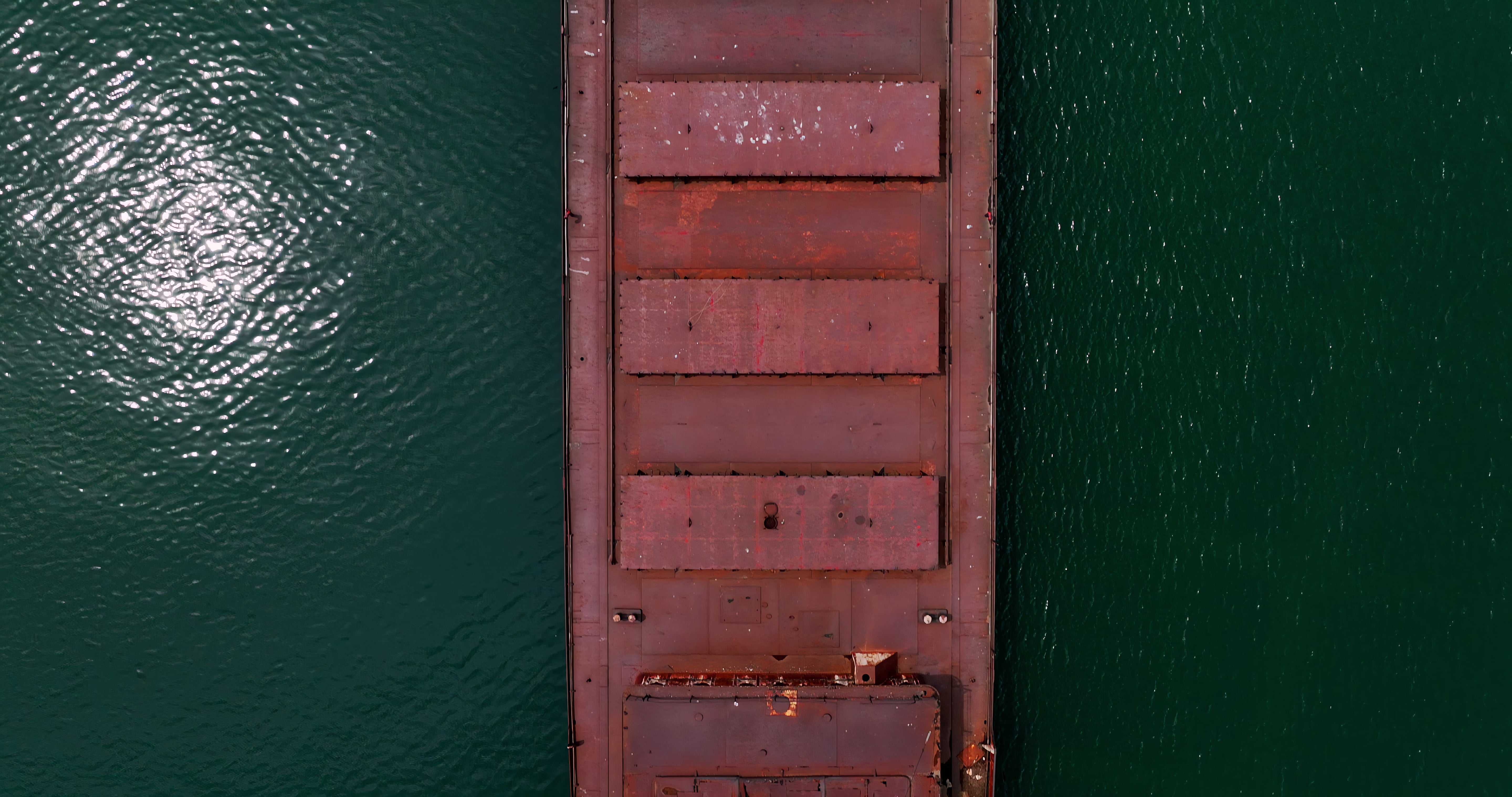 Rusty Cargo Ship on Calm Ocean - Aerial in Canada — 4K stock footage