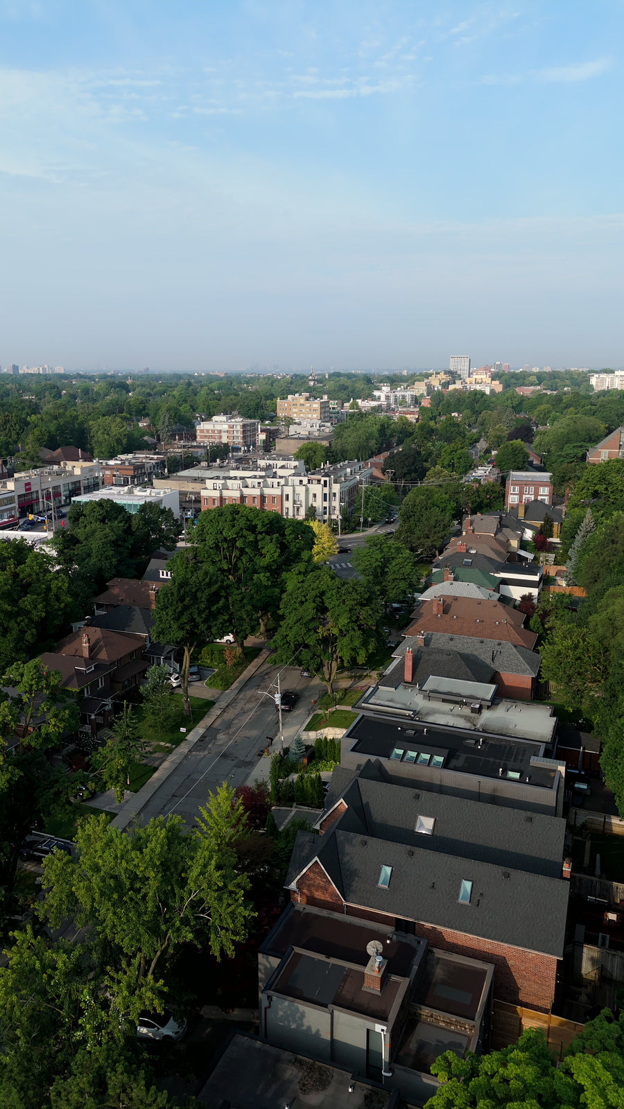 Suburban Neighborhood with Tree-Lined Streets - Aerial Drone