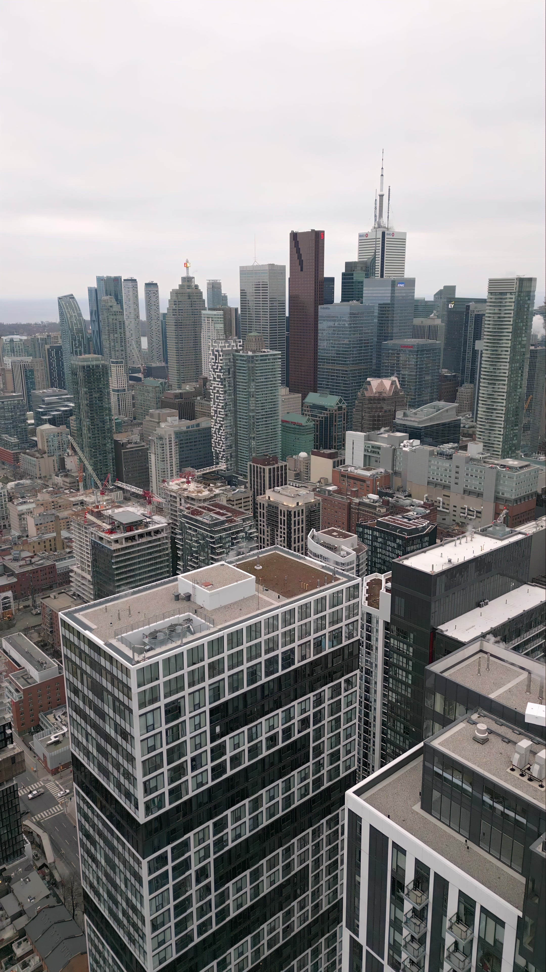 Toronto Downtown Skyline with Modern Skyscrapers - Aerial — 4K stock footage