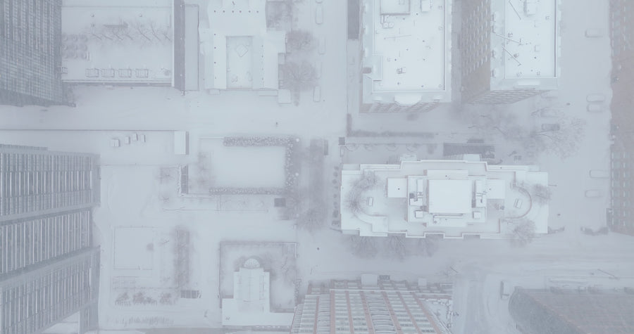 Toronto Cityscape in Blizzard - Aerial