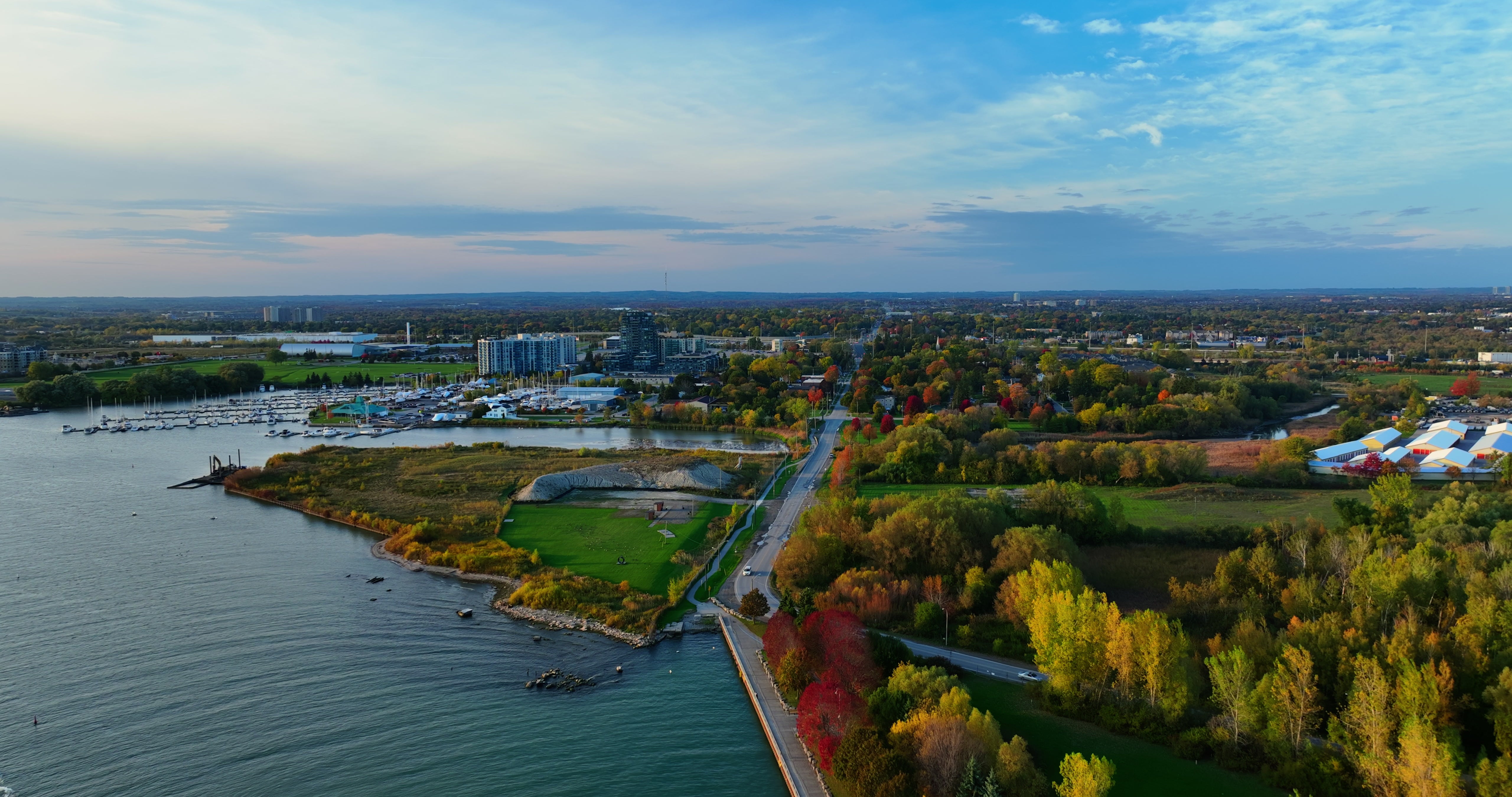 Toronto Coastal Cityscape at Sunset - Aerial at golden hour — 4K stock footage