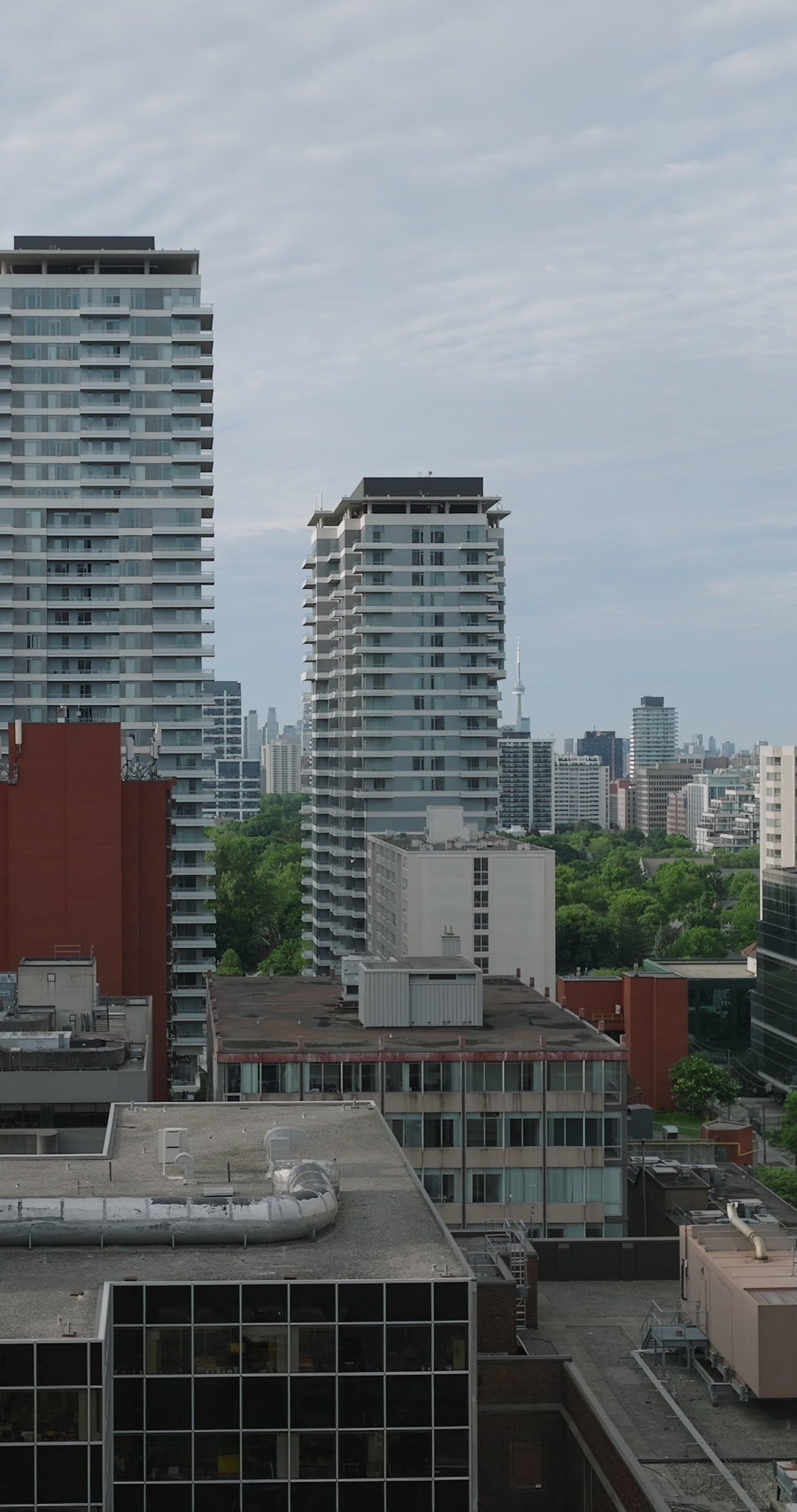 Modern High-Rise Residential Towers - Aerial Pullback