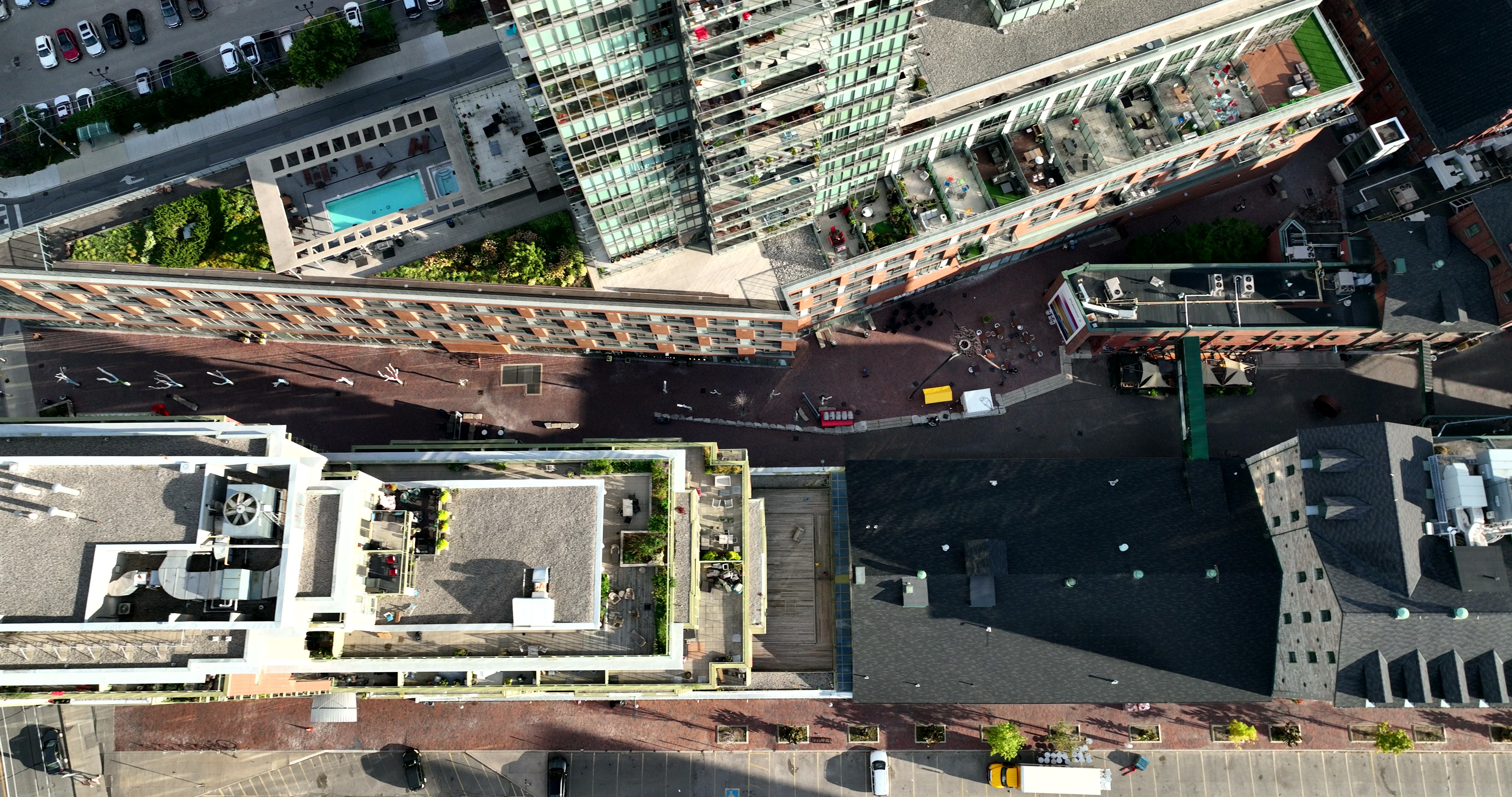 Modern Urban Architecture and Rooftops - Top Down in Toronto — 4K stock footage