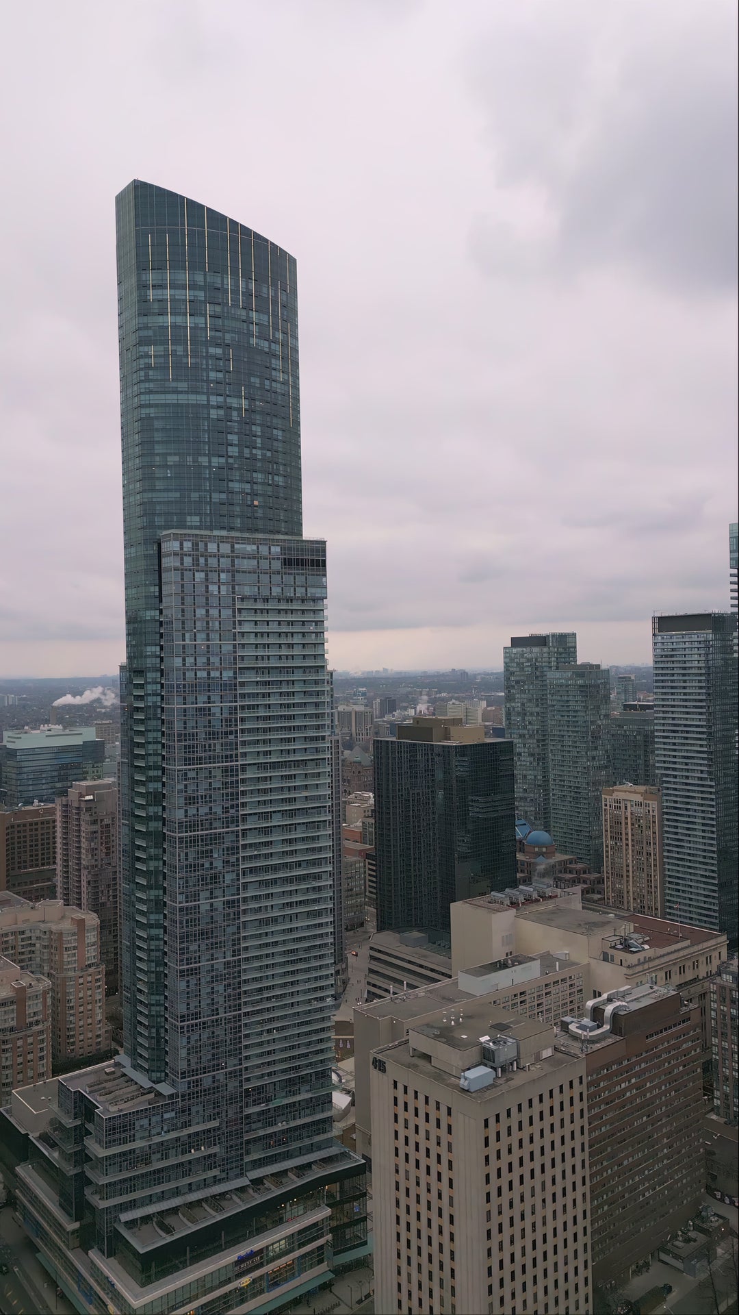 Modern Glass Skyscrapers in Downtown City - Aerial in Toronto — 4K stock footage