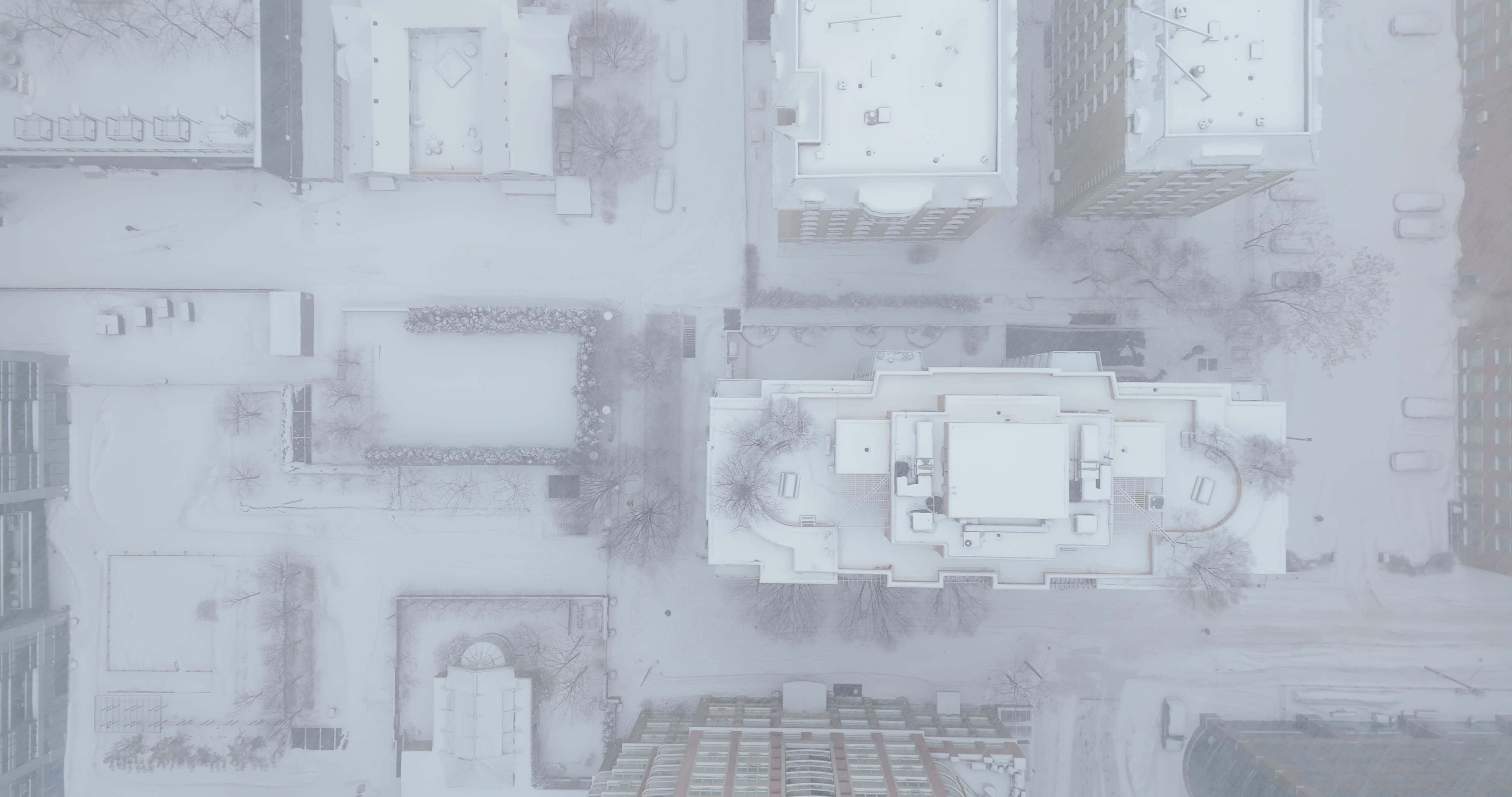 Snow - Covered Toronto City Block - Aerial Blizzard in winter — 4K stock footage