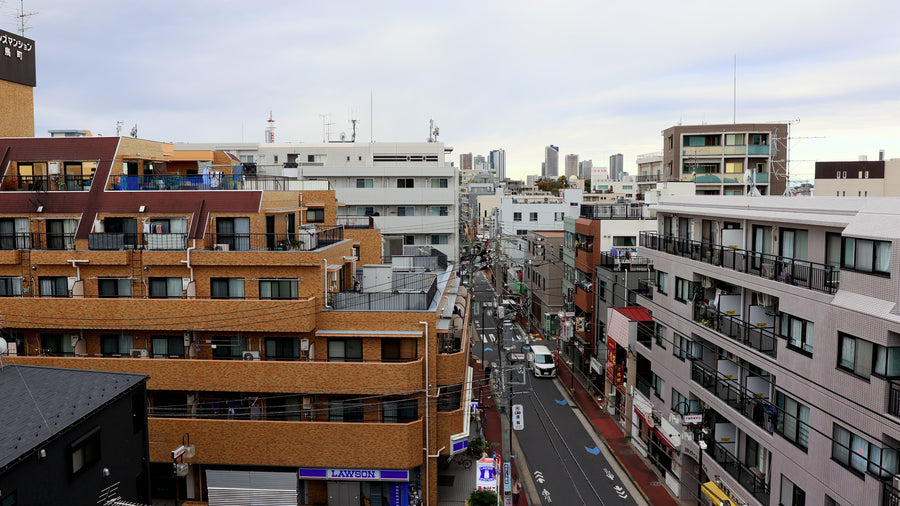 Tokyo Residential Street Time-Lapse with Traffic and Cloudy Sky