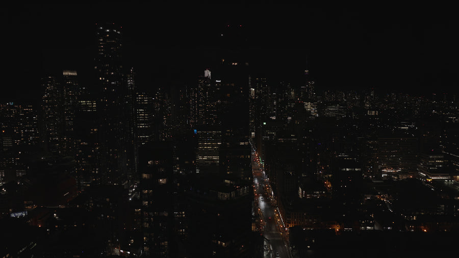 Metropolitan City Skyline Night Traffic - 5K Aerial