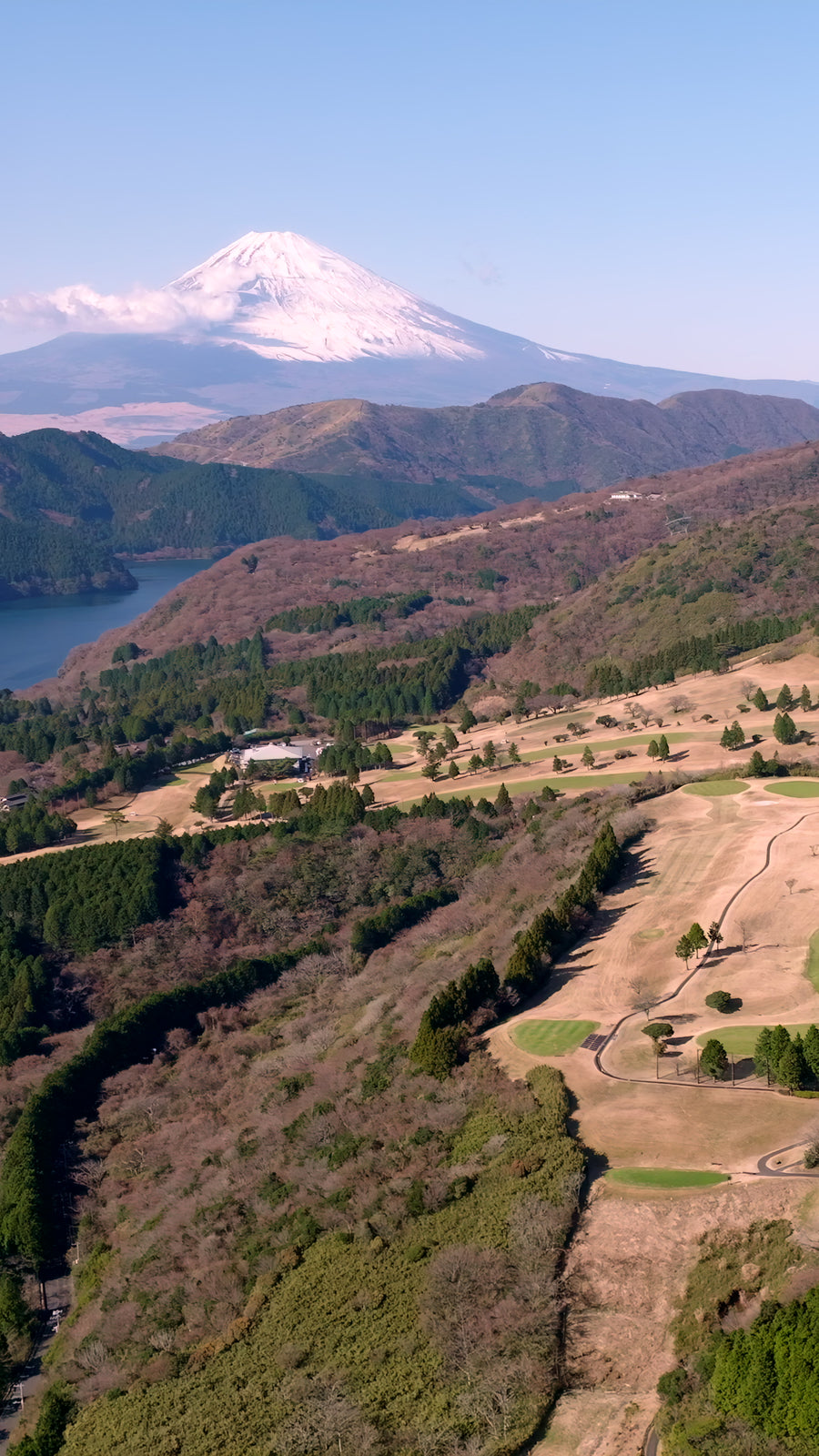 Hakone Lake Ashi with Mount Fuji - 5K Aerial
