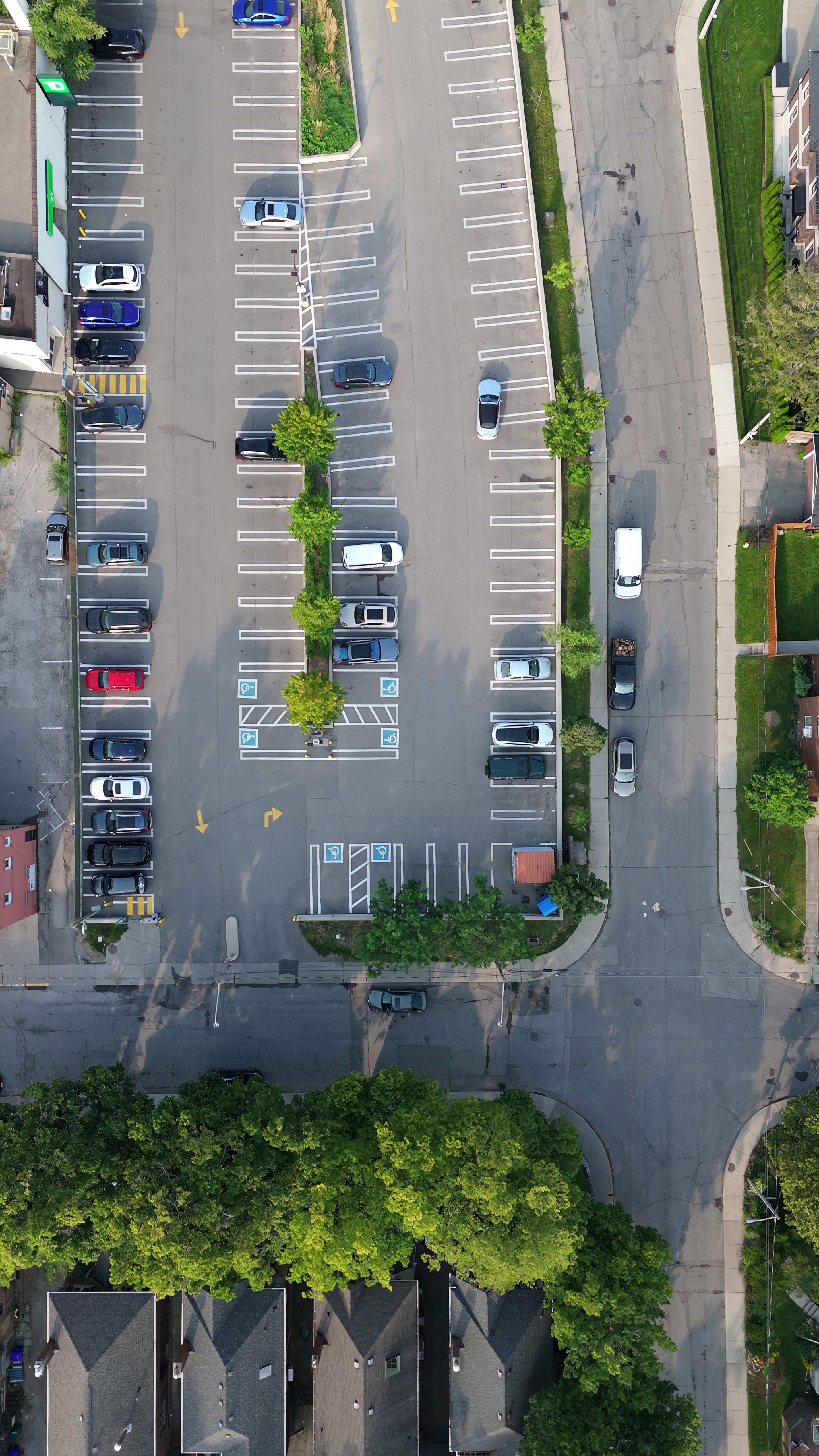 Toronto Parking Lot and Traffic - Top Down — 4K stock footage