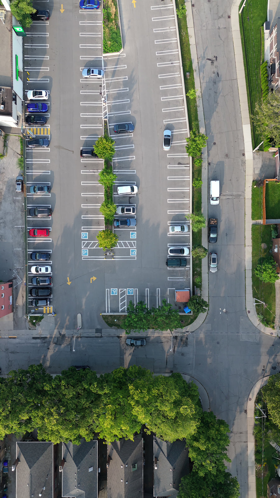 Toronto Parking Lot and Traffic - 5K Top Down