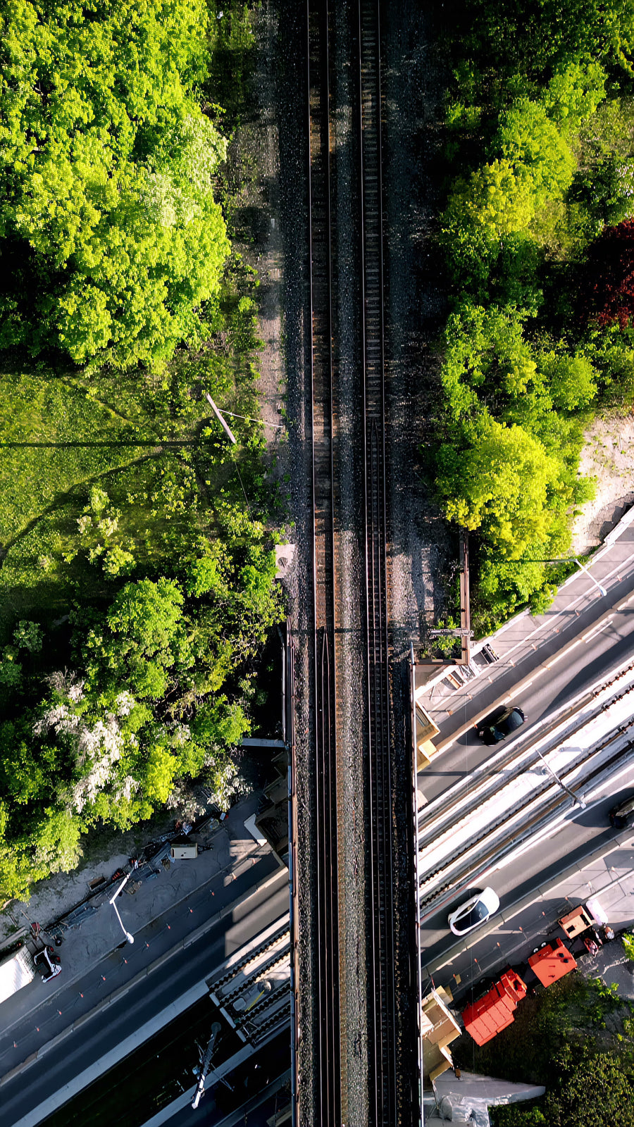 Toronto Railway Bridge Over Highway - Top Down Aerial