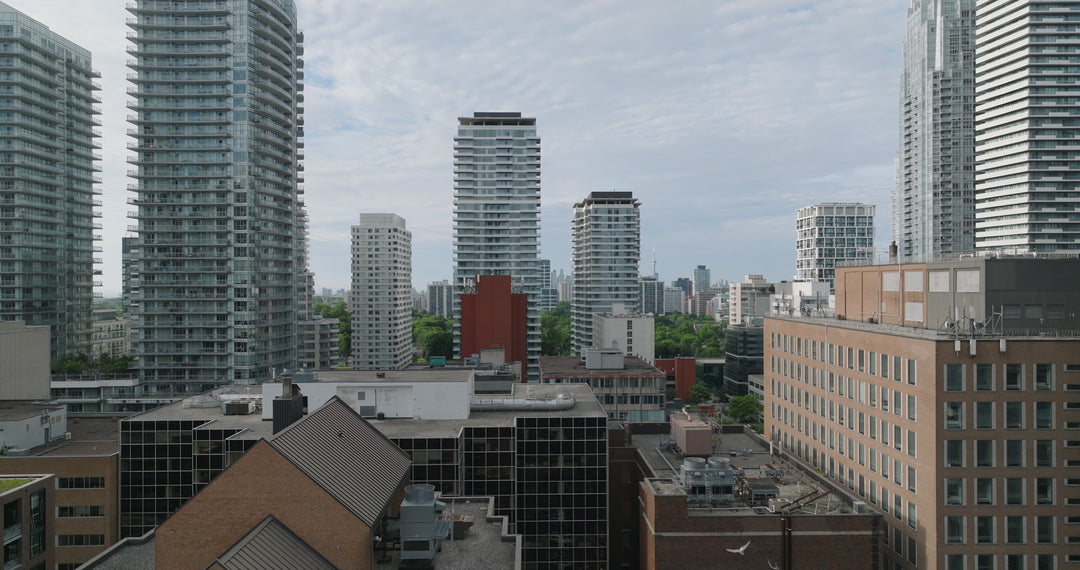 Modern Downtown Residential Towers - Aerial — 4K stock footage