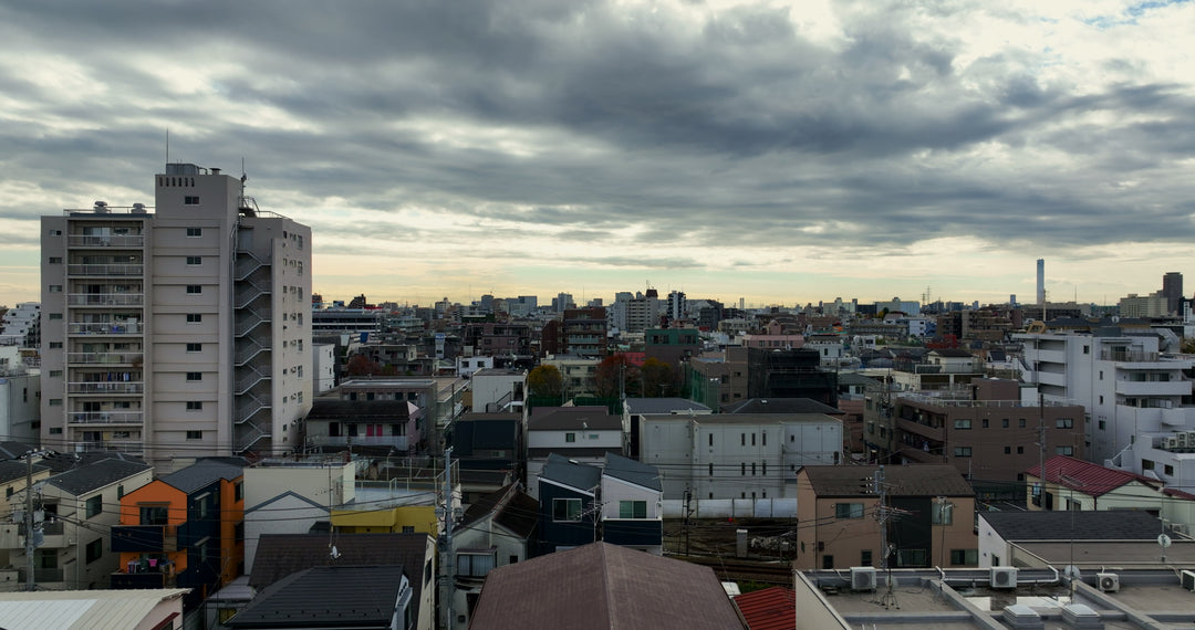 Tokyo Dense Suburban Area at Sunset - Aerial — 4K stock footage