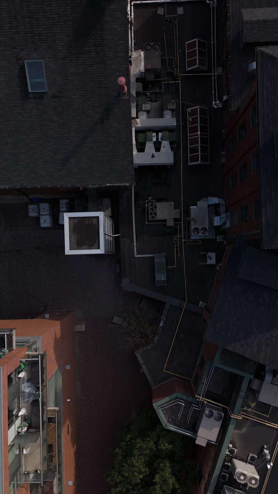 Toronto Brick Courtyard Rooftops - Aerial Descent