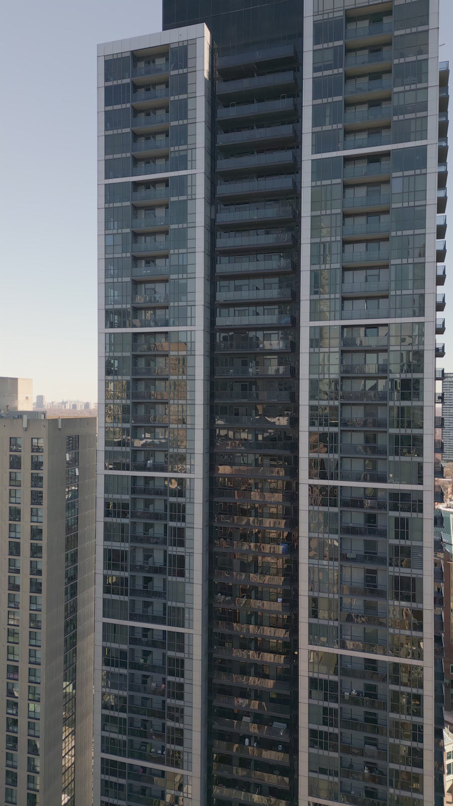 Toronto Skyscraper Tower at Sunrise - 8K Drone Ascent