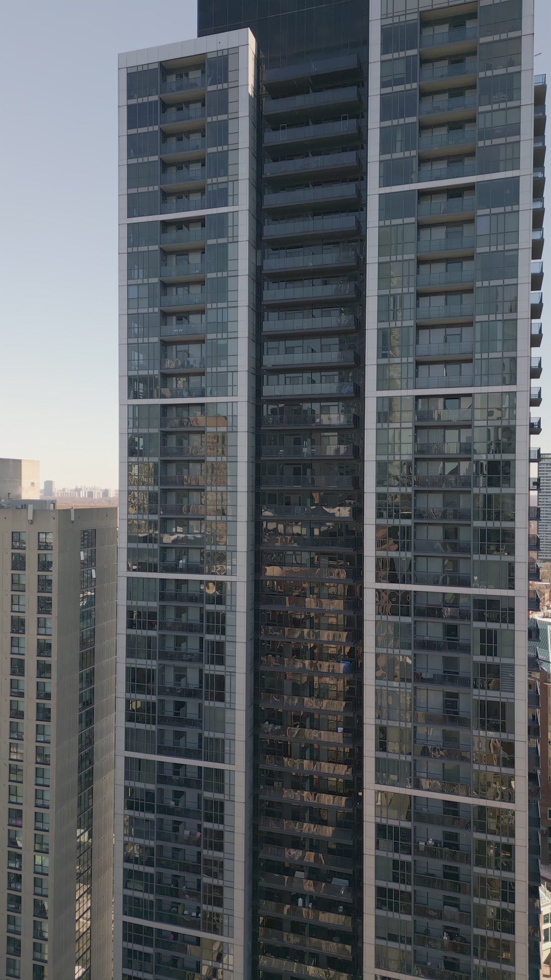 Toronto Skyscraper Tower at Sunrise - 8K Drone Ascent